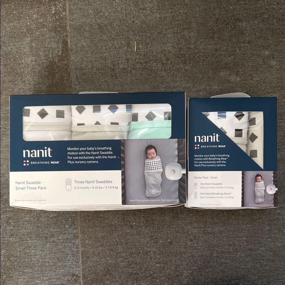 Nanit Breathing Wear Kids Pajamas Sleep Sacks - White and Gray - NWT - set of 4